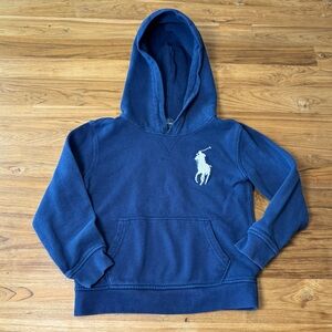 Polo Ralph Lauren Hoodie Boys 6 Big Pony Navy & White 100% Cotton